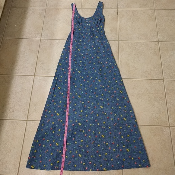 Vintage 1970s Floral Print Maxi Dress Sz xxs - Picture 7 of 8